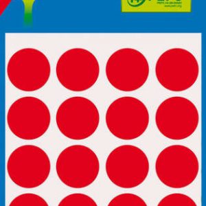 Apli Minibolsa de 100 Etiquetas Redondas Ø 19mm - 5 Hojas por 20 Etiquetas - Adhesivo Permanente - Aptas para Escritura con Lapiz, Boligrafo y Rotulador - Color Rojo