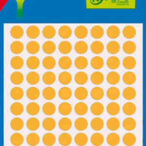 Apli Minibolsa de 288 Etiquetas Redondas Ø 8mm - 3 Hojas por 96 Etiquetas - Adhesivo Permanente - Color Naranja Fluor