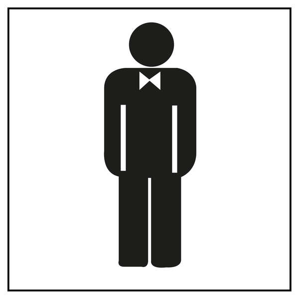 Apli Pegatina en PVC para Señalizacion de Lavabo Caballeros - Medidas 114x114mm - Adhesivo Permanente - Dibujo Negro sobre Fondo Blanco