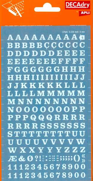 Apli Letras y Numeros Transferibles - 6mm - Facil Aplicacion - 214 Caracteres - Blanco 1 Apli Letras y Numeros Transferibles - 6mm - Facil Aplicacion - 214 Caracteres - Blanco