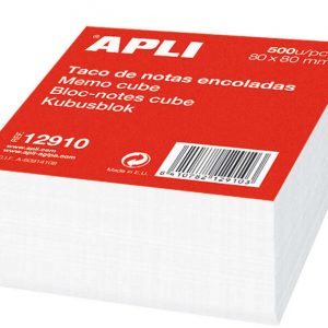 Apli Taco de 500 Hojas 80x80mm - Hojas Encoladas - Color Blanco