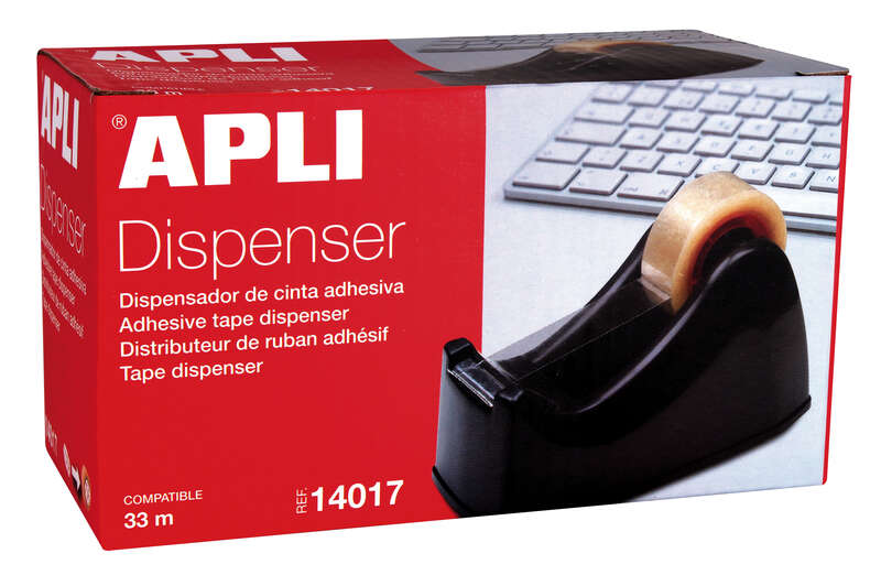 Apli Office Porta Cinta para Rollos de 33mm - Cuchilla Metalica Dentada - Facil de Usar - Resistente y Duradero - Color Negro 1 Apli Office Porta Cinta para Rollos de 33mm - Cuchilla Metalica Dentada - Facil de Usar - Resistente y Duradero - Color Negro