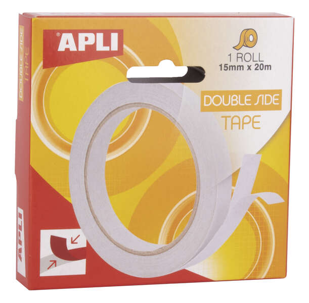 Apli Cinta Adhesiva Doble Cara 15mm x 20m - Facil de Cortar y Aplicar - Adhesion Fuerte y Duradera - Transparente Transparente 1 Apli Cinta Adhesiva Doble Cara 15mm x 20m - Facil de Cortar y Aplicar - Adhesion Fuerte y Duradera - Transparente Transparente