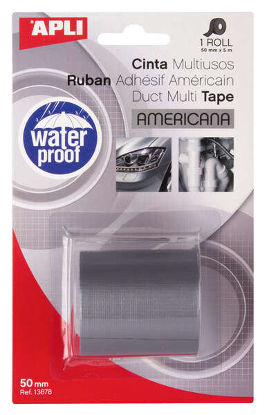 Apli Cinta Americana Multiusos 50mm x 5m - Resistente al Agua y a la Intemperie - Adhesivo Fuerte y Duradero - Color Gris 1 Apli Cinta Americana Multiusos 50mm x 5m - Resistente al Agua y a la Intemperie - Adhesivo Fuerte y Duradero - Color Gris