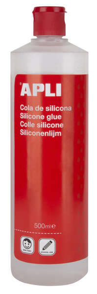 Apli Silicona Escolar 500ml - No Contiene Metanol - Cumple Normativa Une-En 71 Parte 5 - Pegado Eficiente de Goma Eva, Plasticos, Papel y Carton - Permite Rectificaciones