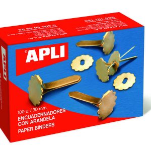 Apli Pack de 100 Encuadernadores Metalicos con Arandela 18mm - Aptos para todo Tipo de Documentos - Incluyen Arandela para Embellecer y Evitar Rozaduras