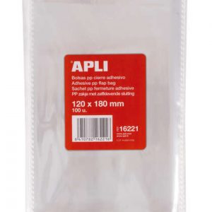 Apli Pack de 100 Bolsas Polipropileno Transparente con Cierre Adhesivo - Tamaño 120 x 180mm - Galga 120 - Alta Resistencia y Flexibilidad - Uso Alimenticio