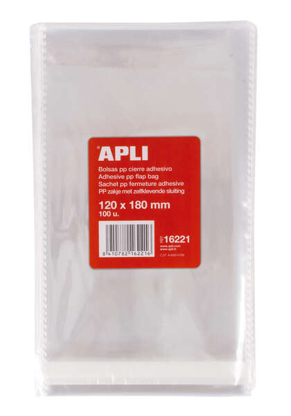 Apli Pack de 100 Bolsas Polipropileno Transparente con Cierre Adhesivo - Tamaño 120 x 180mm - Galga 120 - Alta Resistencia y Flexibilidad - Uso Alimenticio 1 Apli Pack de 100 Bolsas Polipropileno Transparente con Cierre Adhesivo - Tamaño 120 x 180mm - Galga 120 - Alta Resistencia y Flexibilidad - Uso Alimenticio