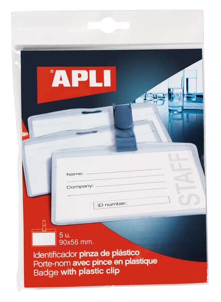 Apli Identificador con Pinza de Plastico para Tarjetas de Visita - Tamaño 90 x 56mm - Ideal para Ferias y Convenciones - Uso en Hospitales, Seguridad y Supermercados 1 Apli Identificador con Pinza de Plastico para Tarjetas de Visita - Tamaño 90 x 56mm - Ideal para Ferias y Convenciones - Uso en Hospitales, Seguridad y Supermercados