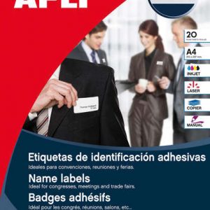 Apli Etiquetas Textiles de Identificacion Adhesivas con Cantos Romos - Tamaño 63.5 x 29.6mm - Adhesivo Removible - Pack de 20 Hojas con 540 Etiquetas - Compatible con Impresoras Inkjet, Laser O Fotocopiadoras