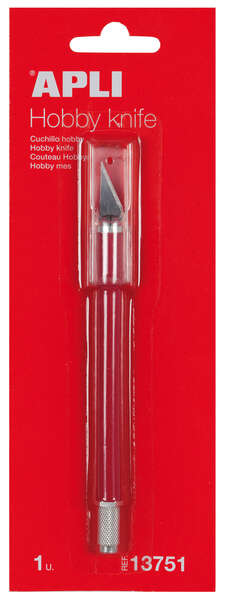 Apli Cuchillo Hobby de Precision - Longitud de la Hoja 3cm - Hoja de Acero Inoxidable - Mango Engomado - Incluye Cuchilla de Repuesto