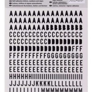 Apli Letras de Palo Mayusculas Adhesivas - Altura 10mm - Color Negro - Pack de 2 Hojas con 486 Letras