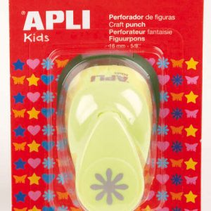 Apli Perforadora de Papel en Forma de Flor - Tamaño de Figura 16mm - Alta Calidad para Papel, Carton y Cartulina - Deposito de Restos de Papel - Doble Uso - Ideal para Scrapbooking y Manualidades - Color Verde