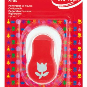 Apli Perforadora de Papel y Goma Eva en Forma de Tulipan - Tamaño de Figura 25.4mm - Perforadora de Alta Calidad para Papel, Carton, Cartulina o Goma Eva de Hasta 2mm - Deposito de Facil Apertura - Doble Uso - Color Blanco