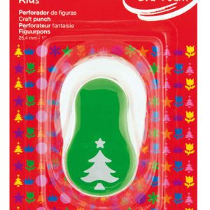 Apli Perforadora Árbol Navidad - Figura 25.4mm - Perfora Papel, Carton, Cartulina y Goma Eva de Hasta 2mm - Deposito de Restos - Doble Uso para Decoracion - Color Verde