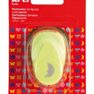 Apli Perforadora de Papel en Forma de Luna - Tamaño de Figura 16mm - Alta Calidad para Papel, Carton y Cartulina - Deposito de Restos de Papel - Doble Uso para Decoracion - Color Plateado