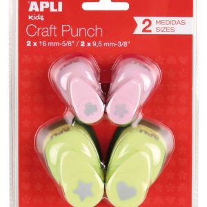 Apli Pack de 4 Perforadoras de Papel con Formas Variadas - Estrella (16mm), Corazon (16mm), Trebol (9.5mm) y Flor (9.5mm) - Alta Calidad para Papel, Carton y Cartulina - Deposito de Papel - Doble Uso para Decoracion