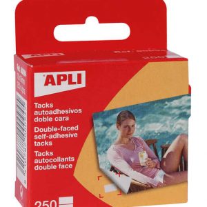 Apli Pack de 250 Tacks Autoadhesivos Doble Cara 10x16mm - Ideal para Fotos, Scrapbooking y Manualidades - Libre de Acidos - Transparente