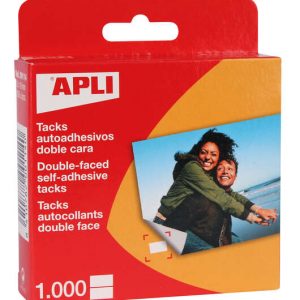 Apli Pack de 1000 Tacks Autoadhesivos Doble Cara - Tamaño 12x16mm - Ideal para Manualidades y Albumes - Libre de Acidos