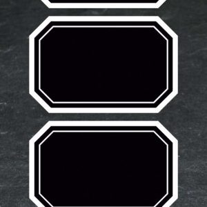 Apli Home Pack de 10 Etiquetas Pizarra Octogonales 65x41mm - Adhesivo Removible - Escritura con Tiza Liquida o Convencional - Borrado con Paño Humedo - Color Negro