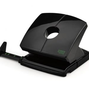 Novus B 220 re+new Perforadora de Papel - Fabricada con Plastico Reciclado - Hasta 20 Hojas - Escala de Tope - Vaciado Facil - Punzones 5.5mm - Color Negro