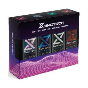 Synctech Pack de Mantenimiento/Limpieza Gaming Compuesto por Ghost Aire a Presion, Dragon para Tapicerias, Diamond para Pantallas y Glitch para Plasticos