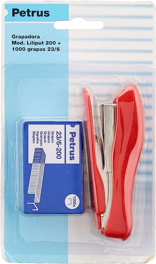 Petrus 200 Liliput Grapadora + 1 Caja grapas 23/6-200 - Hasta 12 Hojas - Grapas 23/6 - Grapado Cerrado y Clavado - Colores Surtidos 1 Petrus 200 Liliput Grapadora + 1 Caja grapas 23/6-200 - Hasta 12 Hojas - Grapas 23/6 - Grapado Cerrado y Clavado - Colores Surtidos