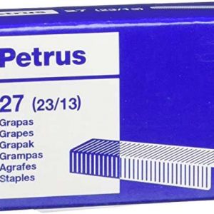Petrus Caja de 1000 Grapas 23/13 Cobreadas - Hasta 100 Hojas - Patilla de 13mm