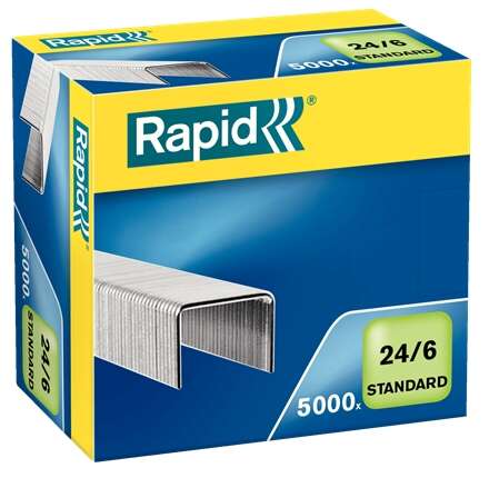 Rapid Confort Caja de 5000 Grapas 24/6 - Hasta 20 Hojas - Alambre Flexible - Patilla de 6mm 1 Rapid Confort Caja de 5000 Grapas 24/6 - Hasta 20 Hojas - Alambre Flexible - Patilla de 6mm
