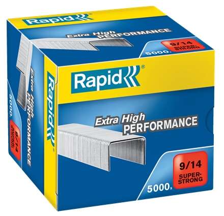 Rapid Super Strong Caja de 5000 Grapas 9/14 - De 80 a 110 Hojas - Alambre Galvanizado Superreforzado - Patilla de 14mm 1 Rapid Super Strong Caja de 5000 Grapas 9/14 - De 80 a 110 Hojas - Alambre Galvanizado Superreforzado - Patilla de 14mm