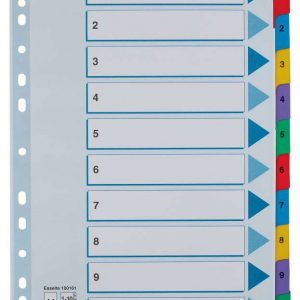 Esselte Indice de Carton con Pestañas Reforzadas - A4 - Numeradas 1-10 - Multicolor