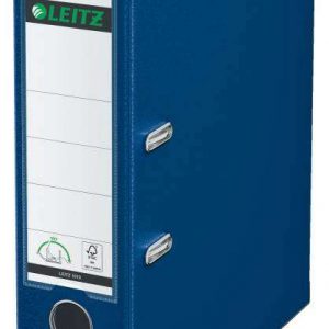 Leitz 180º Archivador de Palanca Tamaño A4 - Lomo Ancho 80mm - Ollao, Rado y Tarjetero en el Lomo - Carton Forrado en Plastico - Cantoneras Metalicas - Color Azul