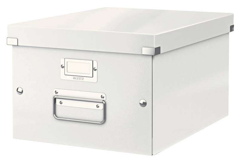 Leitz Click & Store WOW Caja Organizadora Mediana - Asas de Metal - 85% Carton Reciclado - Hasta 9kg de Capacidad - Color Blanco 1 Leitz Click & Store WOW Caja Organizadora Mediana - Asas de Metal - 85% Carton Reciclado - Hasta 9kg de Capacidad - Color Blanco