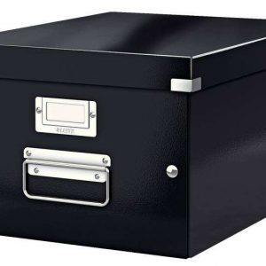 Leitz Click & Store WOW Caja Organizadora Mediana - Asas de Metal - 85% Carton Reciclado - Hasta 9kg de Capacidad - Color Negro