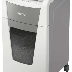 Leitz IQ 300 Autofeed P5 Destructora de Papel Automatica Micro Corte P-5 - Autoalimentacion 300 Hojas, Manual 8 Hojas - Papelera de 60L - Color Blanco/Gris