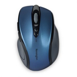 Kensington Pro Fit Raton Inalambrico 2,4GHz 1600dpi - Sensor Optico 1750ppp - 5 Botones - Uso Diestro - Tamaño Mediano Ergonomico - Color Azul/Negro