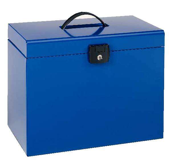 Esselte Home-Box A4 Maletin Metalico - con 5 Carpetas - Azul - con Asa y Cerradura con Llave 1 Esselte Home-Box A4 Maletin Metalico - con 5 Carpetas - Azul - con Asa y Cerradura con Llave