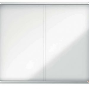 Nobo Premium Plus Vitrina Magnetica de Puerta Corredera 15xA4 - 1140x970mm - Superficie Magnetica - Blanco