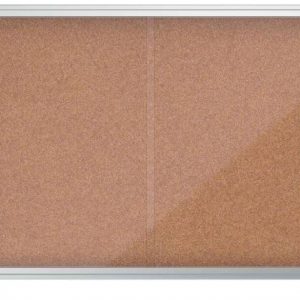 Nobo Premium Plus Vitrina de Puerta Corredera con Fondo de Corcho 8xA4 Hojas - Tamaño 925x668mm - Superficie Autorreparable - Color Natural