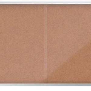 Nobo Premium Plus Vitrina de Puerta Corredera con Fondo de Corcho 27xa4 - Seguridad y Elegancia - Natural