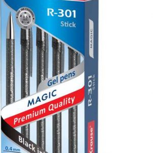 Erichkrause R-301 Magic Gel Boligrafo Borrable - Tinta Gel - Punta de 0.5mm - Trazo de 0.4mm - Cuerpo Semitransparente con Efecto Brillante - Color Negro