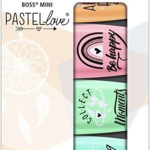 Stabilo Boss Mini Pastellove Pack de 5 Marcadores Fluorescentes - Trazo entre 2 y 5mm - Tinta con Base de Agua - Antisecado - Colores Rosa, Naranja, Verde, Gris, y Turquesa