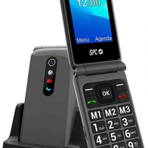 SPC Stella 2 Telefono Movil Boton SOS - de Tapa para Personas Mayores - Boton de Emergencias - Botones y Teclas Grandes - Ayuda Inteligente en Remoto - Acceso Directo a Tres Contactos - Base de Carga y Conector USB Tipo C - Color Titanio