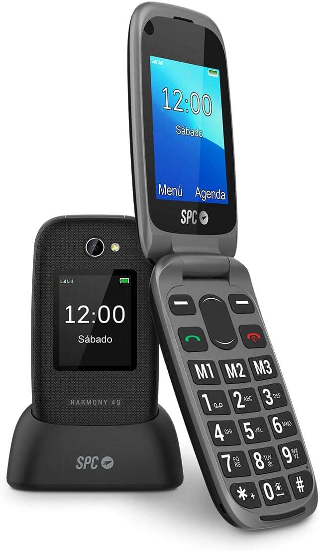 SPC Harmony 4G Telefono Movil para Mayores - Botones Grandes Retroiluminados - Volumen de Timbre de hasta 97.5Db - Compatible con Audifonos - Boton de SOS - Funcion Smart Help - Base de Carga Incluida - Color Negro 1 SPC Harmony 4G Telefono Movil para Mayores - Botones Grandes Retroiluminados - Volumen de Timbre de hasta 97.5Db - Compatible con Audifonos - Boton de SOS - Funcion Smart Help - Base de Carga Incluida - Color Negro