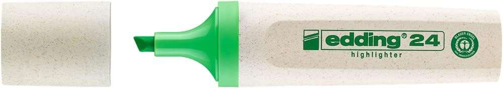 Edding 24 EcoLine Marcador Fluorescente - Punta Biselada - Trazo entre 2-5mm - 90% de Plastico Reciclado - Etiqueta Ecologica Blue Angel - Color Verde Claro