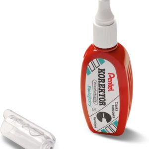 Pentel Boligrafo Corrector 4.2ml - Correccion Precisa, Limpia y Facil - Secado Rapido - Punta de Valvula Metalica - Cuerpo Color Rojo