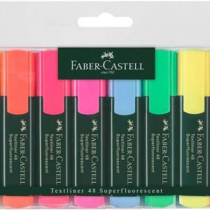 Faber-Castell Textliner 48 Pack de 8 Marcadores Fluorescentes - Punta Biselada - Trazo entre 1.2mm y 5mm - Tinta con Base de Agua - Colores Surtidos