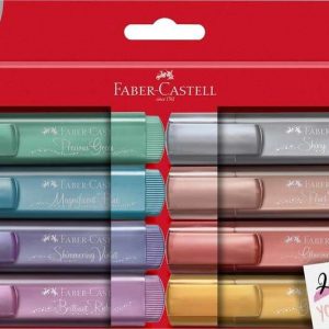 Faber-Castell Textliner 46 Metallic Pack de 8 Marcadores Fluorescentes - Punta Biselada - Trazo entre 1mm y 5mm - Tinta con Base de Agua - Colores Surtidos