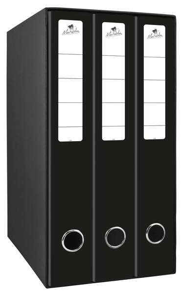 Mariola Box Modulo de 3 Archivadores con Rado 2 Anillas 40mm - Tamaño 35x26x17cm - Carton Forrado - Color Negro 1 Mariola Box Modulo de 3 Archivadores con Rado 2 Anillas 40mm - Tamaño 35x26x17cm - Carton Forrado - Color Negro