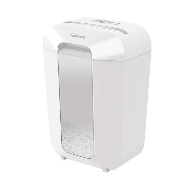 Fellowes LX70 Destructora de Papel Manual Corte en Particulas P-4 - Destruye hasta 11 Hojas - Bloqueo de Seguridad - Capacidad de la Papelera de 18L - Color Blanco